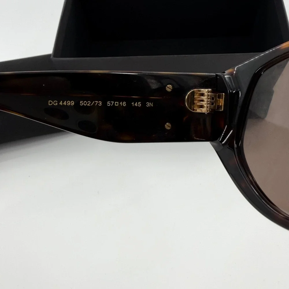Dolce & Gabbana DG 4499 Dark Havana Tortoise Sunglasses Gold DG Logo Pilot 57mm‎